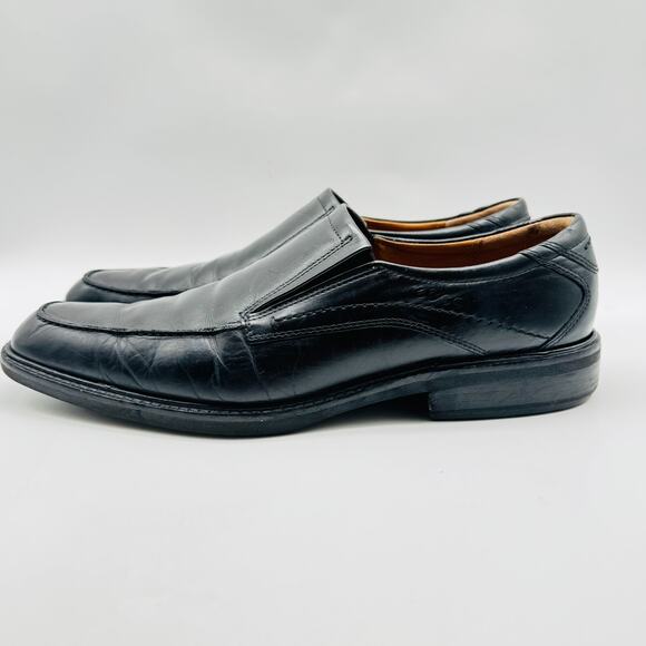 Ecco Shoes Mens EU 47 US 13 Black Leather Driving Loafers Slip On Casual Comfort - Picture 2 of 13